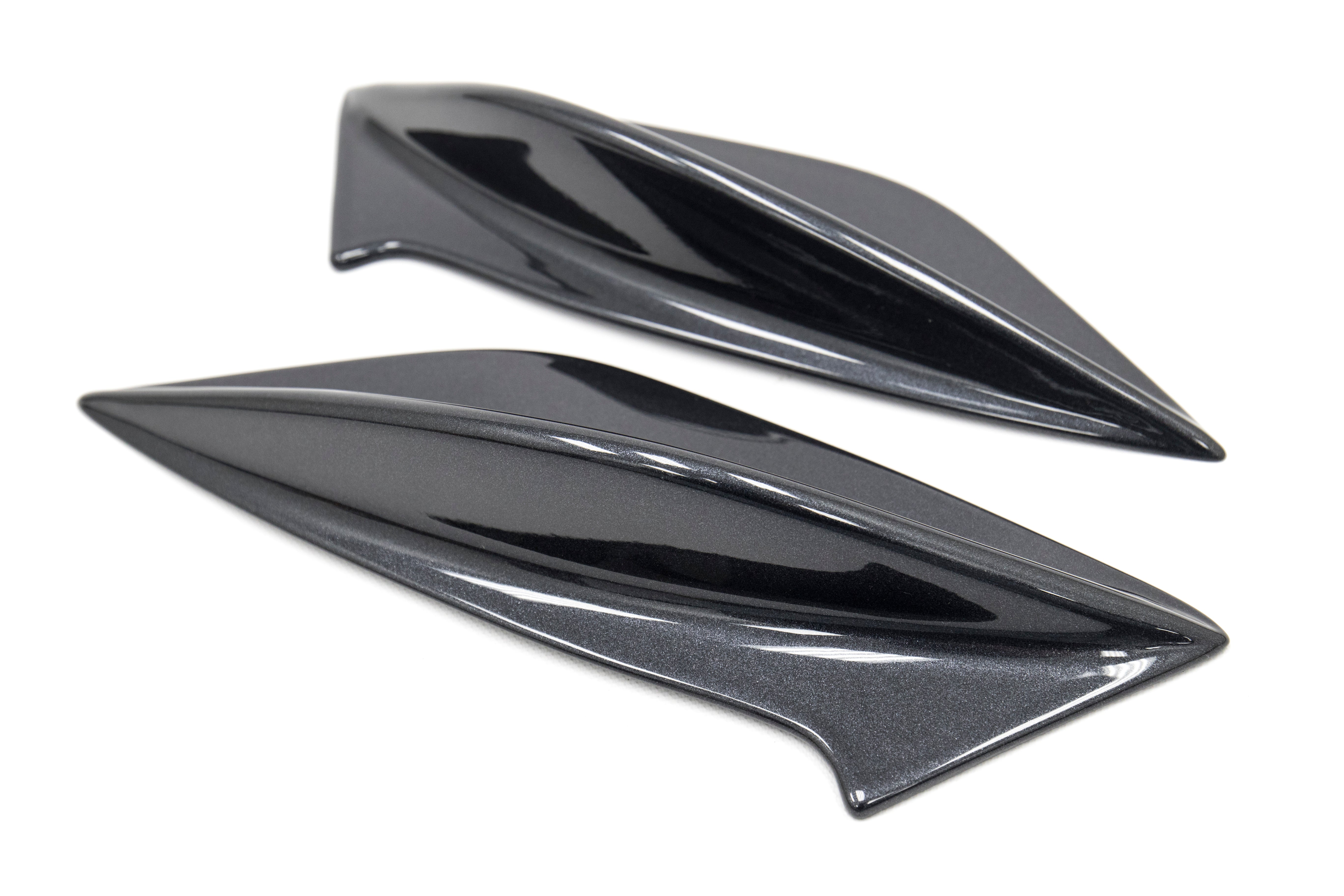 OLM STI Spoiler Side Fins - Dark Metallic Grey (61K) - 2015-2021 Subaru STI / WRX (With STI Wing)